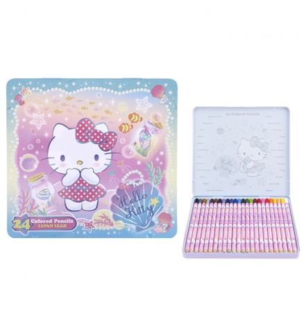 Hello Kitty 24 Colors Pencil Metal Box