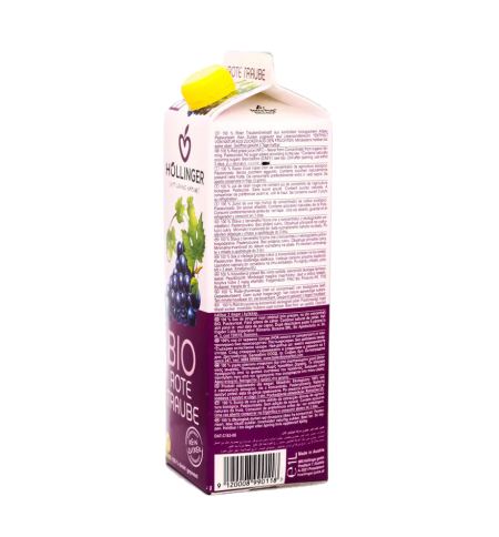 HOLLINGER 100% Organic Red Grape Juice,1 L (no added sugar, not from concentrate