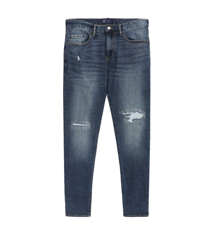 High Rise True Skinny Jeans with Distressed Detail
