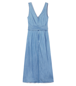 Button-Front Midi Dress in TENCEL- medium indigo