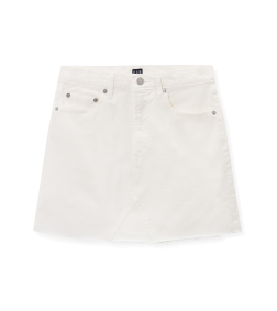 High Rise Denim Mini Skirt – white