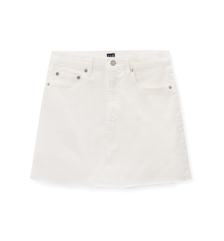 High Rise Denim Mini Skirt – white